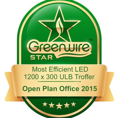 Registered Trade Mark - Green Wire Star Award -2015 Most efficient LED ULB Tbar troffer 1200x300 Eagle Lighting Multifive